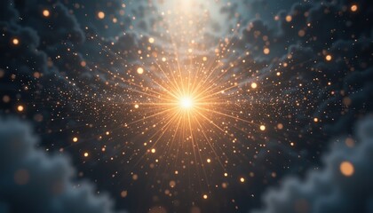Poster - Cosmic burst of light and energy outer space abstract visual celestial environment ethereal viewpoint universe concept