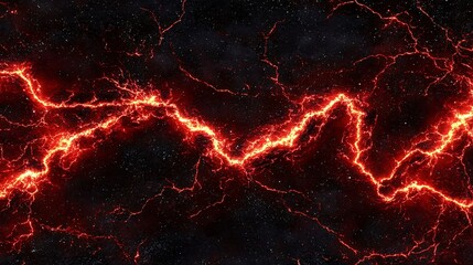Wall Mural - Fiery cracks spread across a dark, space-like surface with intense light