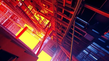 Poster - Vibrant Lighting in Unique Construction Design Generative AI