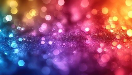 Poster - Colorful Bokeh Background with Bright Lights and Glitter