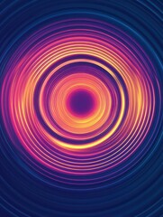 Poster - vibrant concentric circles with a futuristic and technological feel. The image shows radiating energy patterns with dynamic color gradients