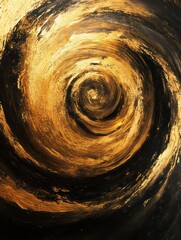 Poster - A mesmerizing spiral design of gold and dark hues, creating a captivating visual effect. The artwork draws viewers in with its dynamic form and contrasting colors wallpaper background