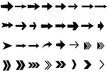 Fototapete - Set of arrow icons. Collection of different arrow set vector design.  Set of arrow outline. Arrows for web design. Cursor outline. Different shape and size pointer set. Arrows icon.