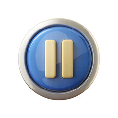 Wall Mural - 3d pause button isolated on transparent background.
