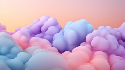 Poster - Pastel Pink Blue Purple Clouds Abstract Surreal Background