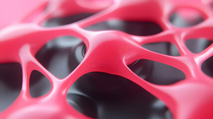 Poster - Pink Abstract Neural Network Digital Mesh Structure