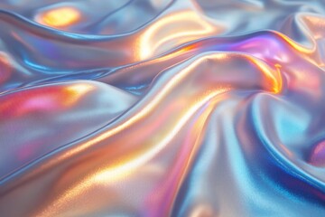 Poster - Iridescent Fabric Texture with Pastel Shimmering Folds