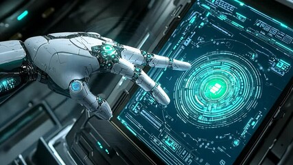 Poster - Futuristic Computer Automated Display With Robotic Interaction Generative AI