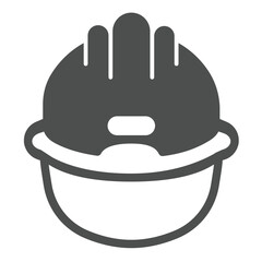 Poster - Builder helmet solid icon, making road concept. Vector graphics. Plastic cap for safety, construction sign on white background, glyph style icon for mobile or web design.