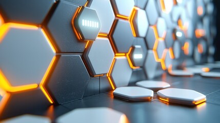 Poster - Abstract Hexagon Technological Background