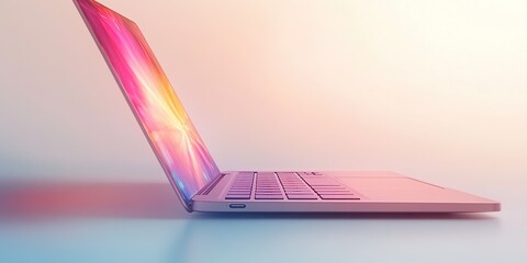 Poster - Sleek laptop design showcasing vibrant display with colorful reflections on a smooth surface