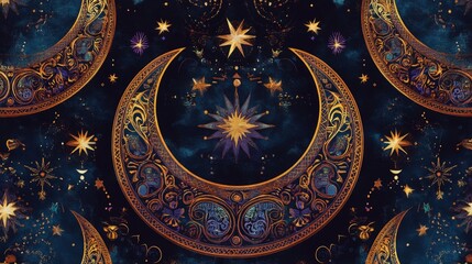 Poster - Celestial patterns in the night sky starry design art creation cosmic environment abstract viewpoint mystical concept