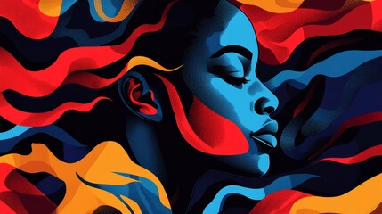 Poster - Vibrant portrait of emotional expression artistic studio digital artwork colorful environment close-up view identity representation