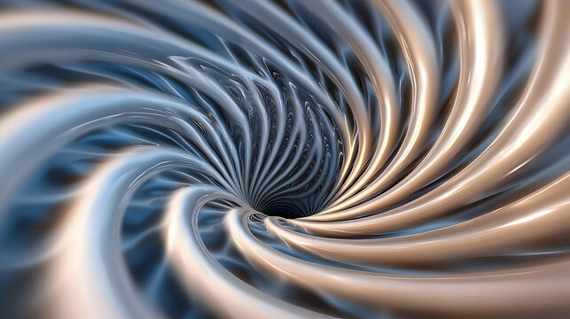 Abstract Silver and Blue Swirling Vortex Tunnel