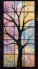 Poster - Abstract Stained Glass Tree Window Art