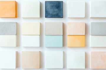 Poster - grid of intriguing abstract squares with varying colors and textures on light background