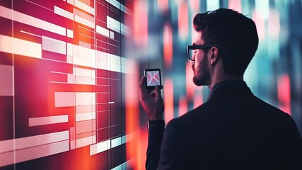 Poster - project manager reviews augmented reality gantt chart for scheduling generative ai