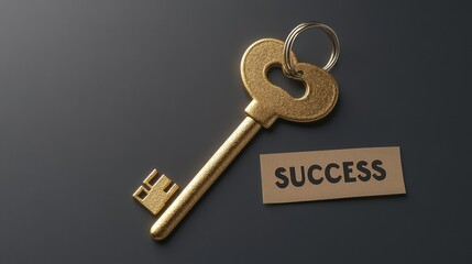Poster - Unlocking success the golden key to achievement business environment still life close-up empowerment