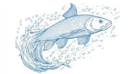 Poster - Dynamic fish illustration swimming in clear waters artistic nature scene captivating design perspective