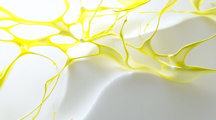 Poster - Dynamic yellow paint drips on white canvas art studio abstract photography bright environment close-up view creative expression