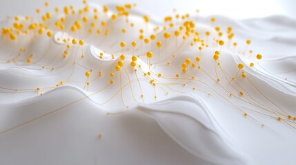 Poster - Artistic display of yellow accents on white fabric contemporary setting abstract photography minimalist environment