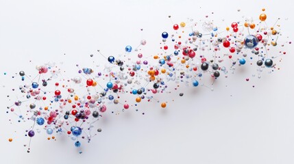 Poster - Colorful molecular art installation contemporary gallery digital artwork modern environment aerial view scientific concept
