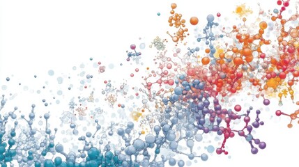 Poster - Colorful molecular structures representation abstract science art digital design creative environment dynamic viewpoint