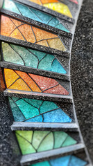 Aufkleber - Colorful Stained Glass Staircase Detail