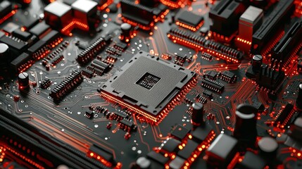 Poster - Illuminated Circuit Board: A Close-Up of Technological Marvel
