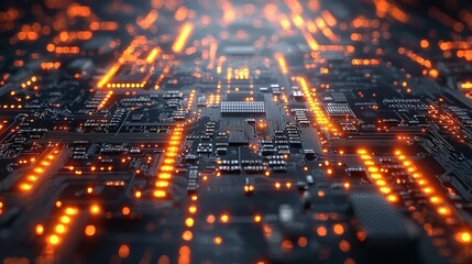 Poster - Illuminated Circuit Board: A Technological Marvel