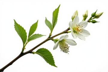 Wall Mural - delicate branch with intricate details isolated on white background, white background, isolation