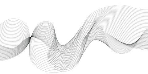 Poster - Abstract white and grey geometric smoky blend liens background. Gray and white abstract technology wavy curve lines background. Vector illustration.