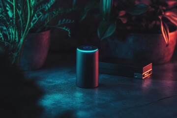 Aufkleber - Cyber Sanctuary Sleek Smart Home AI Assistant with Intuitive Ambient Lighting - Next-Generation Digital Wellness and Privacy Tech Solution for Modern Living
