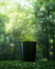 Poster - Eco-Luminescent Recycling Revolution Dynamic Green Tech Visualization of Sustainable Waste Management with Ethereal Particle Transformation