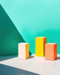 Aufkleber - Minimalist Color Block Design Geometric Gradient Cubes Showcasing Contemporary Brand Storytelling in Vibrant Digital Marketing Aesthetic