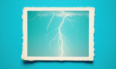 Aufkleber - Retro Climate Crisis Visual Vintage Instant Film Lightning Strike Documenting Extreme Weather Patterns - Nostalgic Environmental Storytelling for Digital Media