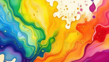Aufkleber - vibrant fluid art with swirling rainbow colors, abstract liquid paint texture, ideal for background, prints, and design

