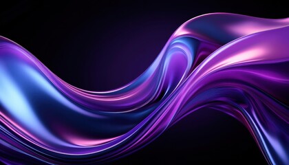 Leinwandbilder - iridescent silk wave with purple and blue reflections on a dark background, abstract 3d render for modern digital design

