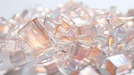 Poster - Iridescent Pink and White Crystal Fragments Abstract Background