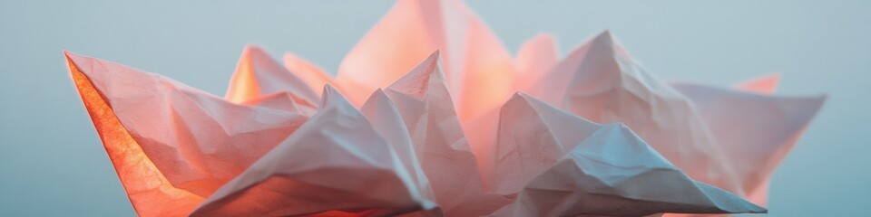 Poster - Reach As High As You Can Day Ethereal Origami Transformation - Minimalist Paper Art Bridging Innovation, Potential, and Creative Business Metamorphosis in Soft Pastel Gradient Landscape