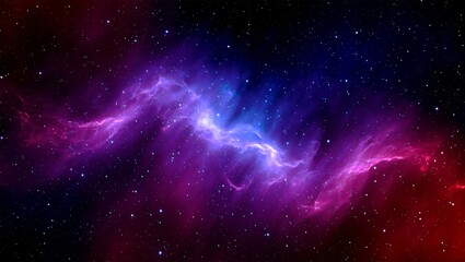 Wall Mural - a vibrant nebula with swirling clouds of gas in shades of purple, blue, and red, set against a star-