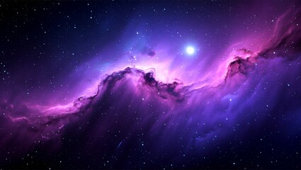 Wall Mural - a mesmerizing view of a glowing nebula with intense purple hues and a bright central star, creating 