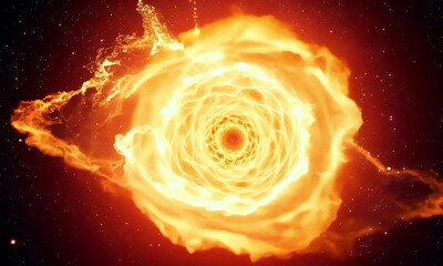 Wall Mural - Fiery Cosmic Vortex Swirling in Deep Space
