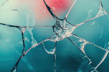Poster - Cracked glass surface reflecting light with unique patterns and colors