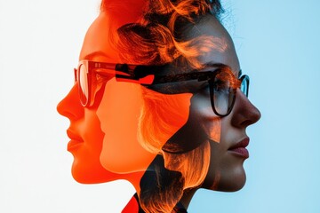 Poster - Chromatic Consciousness Vibrant Double Exposure Portrait Revealing Digital Identity, Emotional Complexity, and Modern Creative Narrative in Millennial Design