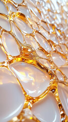 Poster - Glimmering surface of translucent drops illuminated in warm tones creates a visually striking effect. Suitable for showcasing modern decor, digital art, and design concepts