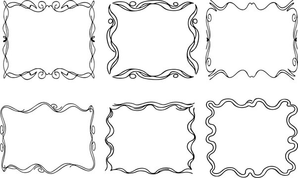 Minimalist ornate borders, dividers and frames. Decoration for packaging branding and invitations. Multipurpose frames.