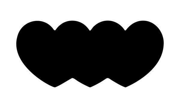 Triple Heart Shape Three Black Love Symbol Group Silhouette Vector Illustration Design