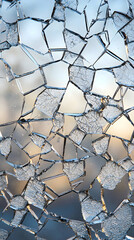 Aufkleber - Shattered Glass Fragments Close Up Abstract Background