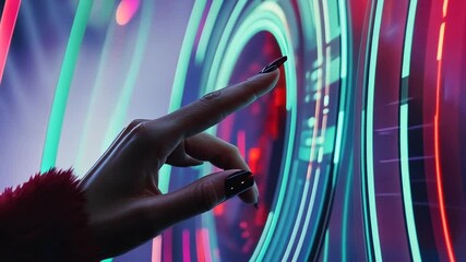 Poster - woman interacts with virtual reality dashboard using hand gesture generative ai